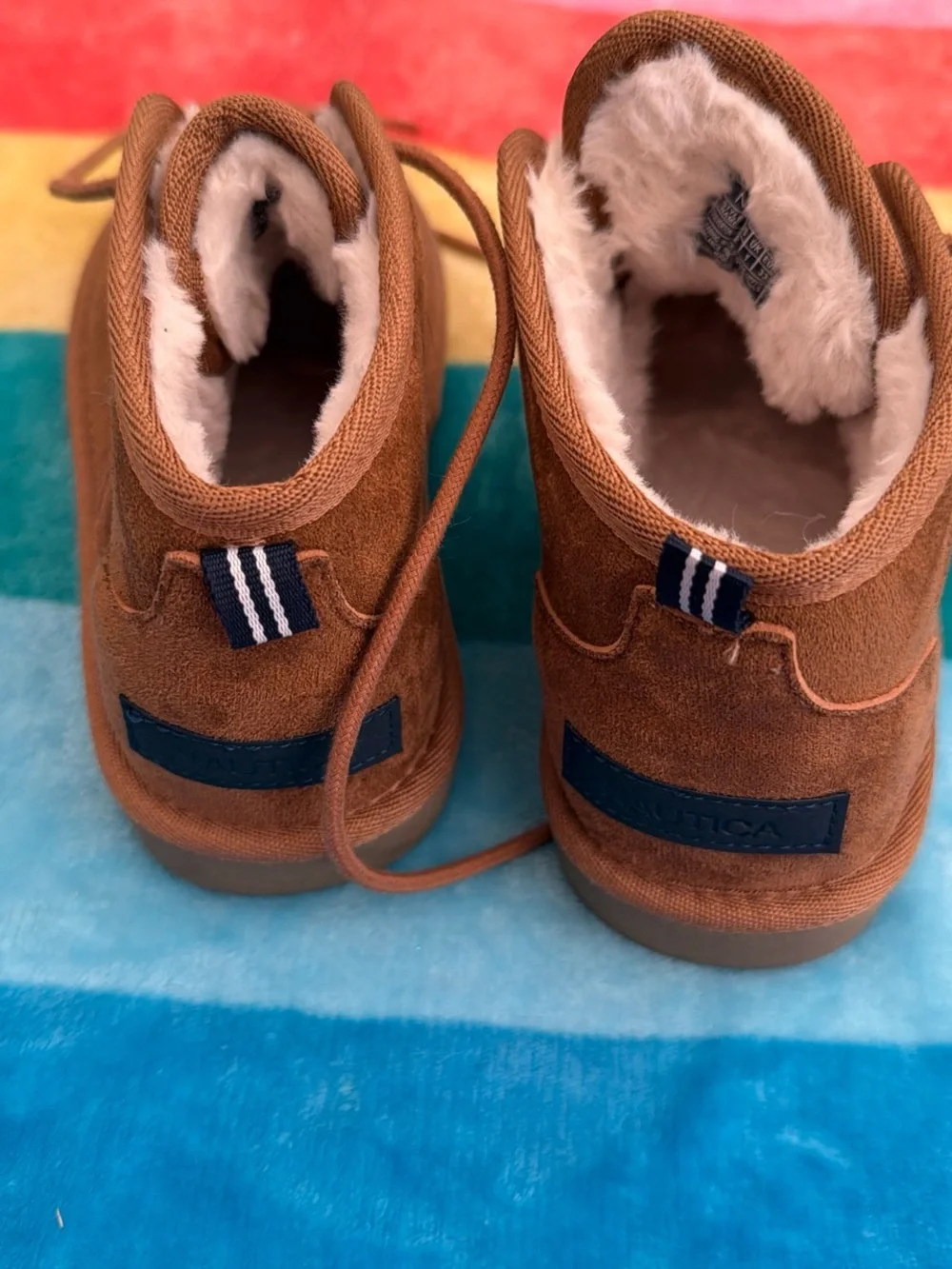 Nautica Kids Faux-Suede Lace-Up Boots - Brown